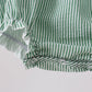 Green Watermelon Stripe Smocked Embroidered Seersucker Bubble