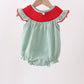Green Watermelon Stripe Smocked Embroidered Seersucker Bubble