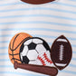 Blue Sports Ball Stripe Applique Bubble