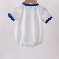 Navy bow applique stripe bubble