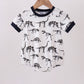 Navy dinosaur print bubble
