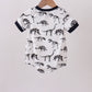 Navy dinosaur print bubble