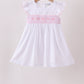 White Bow Smocked Jacquard Dress