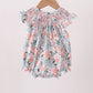 Pink Floral Smocked Bubble