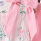 Pink floral print bow ruffle shorts set