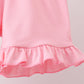 Pink floral print bow ruffle shorts set