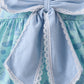 Blue beach print bow ruffle shorts set