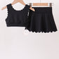 Black Scalloped Yoga Skorts Set
