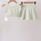 Green Scalloped Yoga Skorts Set