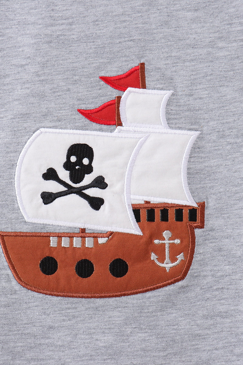 Gray Ship Applique Top