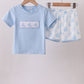 Blue Sailboat Embroidered Set