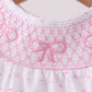 Pink Bow Smocked Swiss Dot Bubble