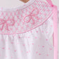 Pink Bow Smocked Swiss Dot Bubble