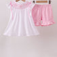 Pink Bow Smocked Swiss Dot Shorts Set