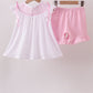 Pink Bow Smocked Swiss Dot Shorts Set