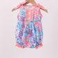 Pink tropical floral print ruffle bow bubble