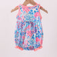 Pink tropical floral print ruffle bow bubble