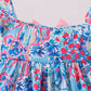 Pink tropical floral print ruffle shorts set