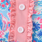 Pink tropical floral print ruffle dress