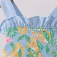 Green lemon print ruffle bubble