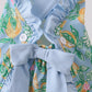 Green lemon print ruffle bubble