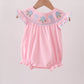 Pink Hydrangea Bow Smocked Bubble
