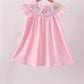 Pink Hydrangea Bow Smocked Dress