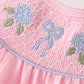 Pink Hydrangea Bow Smocked Dress