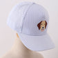 Puppy Embroidered Seersucker Cap