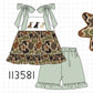 Camo Hunting Embroidered Ruffle Shorts Set