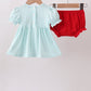 Blue Apple Smocked Bloomer Set