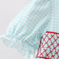 Blue Apple Smocked Ruffle Shorts Set