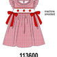 Red Apple Bow Smocked Gingham Dress