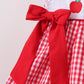 Red Apple Bow Smocked Gingham Ruffle Shorts Set