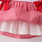Red Apple Bow Smocked Gingham Ruffle Shorts Set