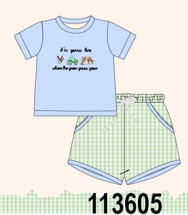 Blue Farm Embroidered Set