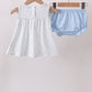 Blue Floral Embroidered Bloomer Set