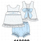 Blue Floral Smocked Ruffle Bloomer Set