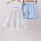 Blue Floral Embroidered Ruffle Shorts Set