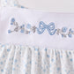 Blue Floral Embroidered Ruffle Shorts Set