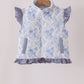 Blue floral ruffle vest
