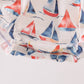 Blue Sailboat Embroidered Ruffle Bubble