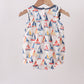 Blue Sailboat Embroidered Ruffle Bubble