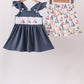 Blue Sailboat Smocked Ruffle Shorts Set