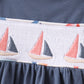 Blue Sailboat Smocked Ruffle Shorts Set