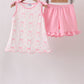 Pink Bow Print Ruffle Shorts Set