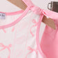 Pink Bow Print Ruffle Shorts Set