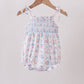 Blue Floral Smocked Bubble
