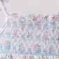 Blue Floral Smocked Bubble