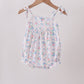 Blue Floral Smocked Bubble